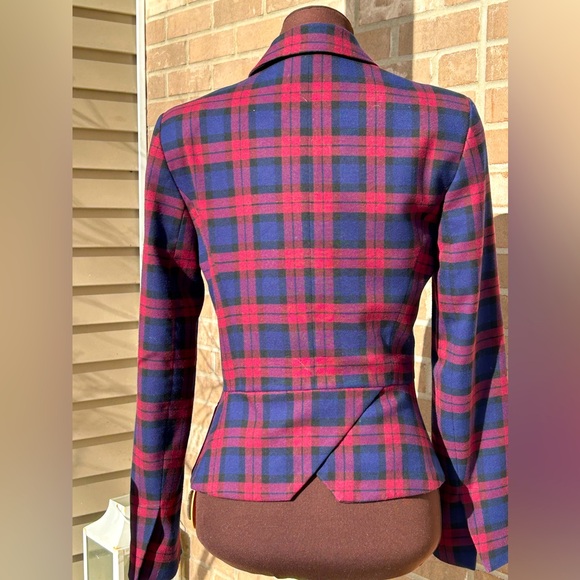 ZARA sS plaid blazer-looks new-cropped-super cute peplum back-tuxedo front - Picture 2 of 3